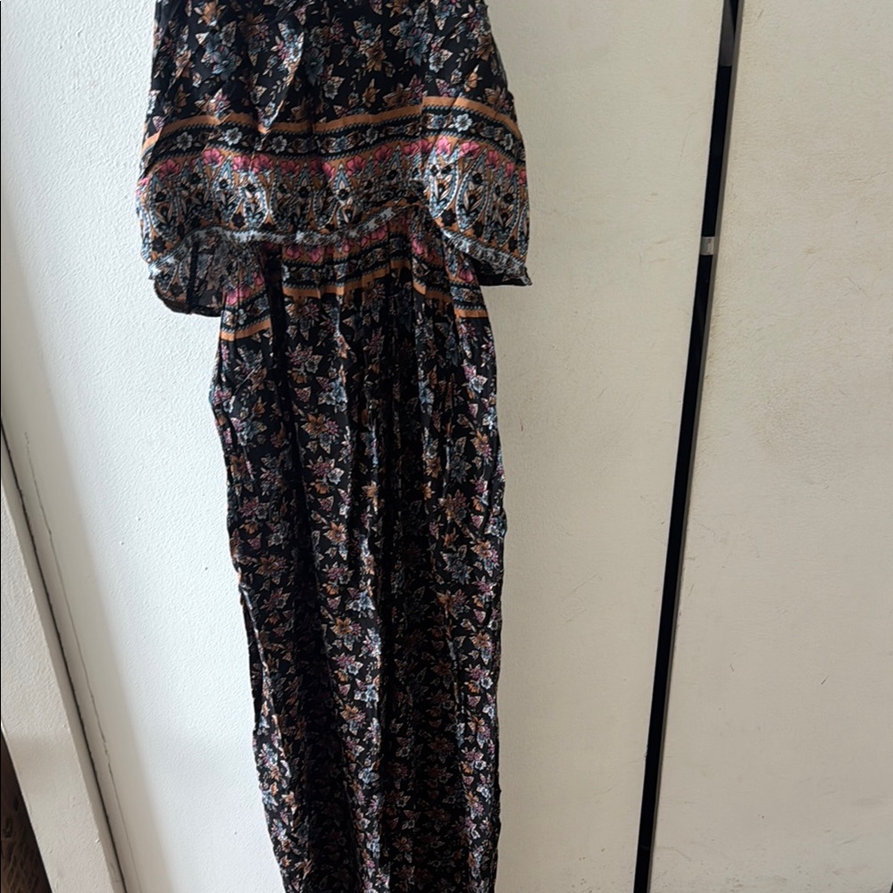 Floral Maxi Dress - Black and Pink